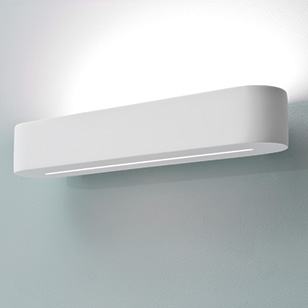 Veneto 400 Modern Low Energy Wall Light In A White Plaster Finish