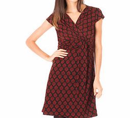 ASTUCES PARIS Black and red printed wrap-front dress