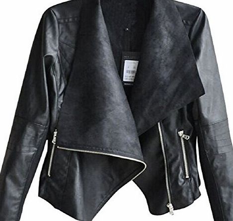 atdoshop  1PC Fashion Vintage Women Biker Motorcycle Leather Zipper Jacket Coat (M)