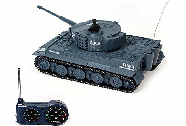 atdoshop  New Mini 1:72 49MHz R/C Radio Remote Control Tiger Tank 20M Kids Toy Gift Army (Grey)