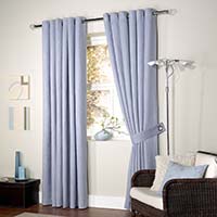 Lined Faux Suede Eyelet Curtain Blue 167 x 182cm