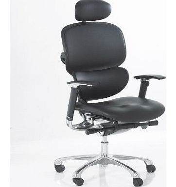 Wave Ergonomic Full Leather Chair With Leather Headrest Orthopaedic Posture Chair