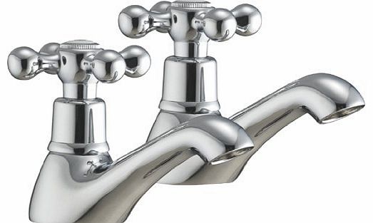 Traditional Twin Basin Sink Hot and Cold Taps Luxury Pair Chrome Bathroom Faucet