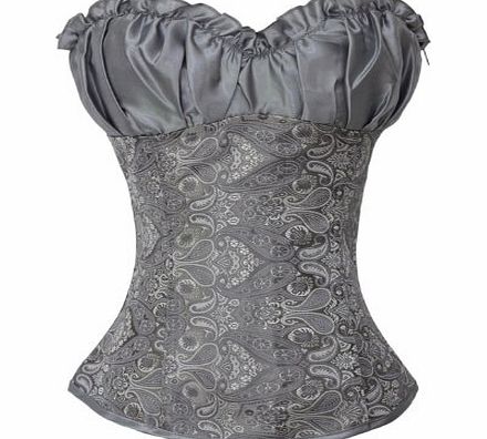 ATTOL corset Creamy Lvory Renaissance Satin Lacing Corset Top Shape Sexy Women corsets and bustiers Black (Medium, Gray)
