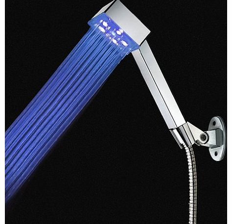 Temperature Sensor 3 Colors Square LED Light Shower Head Water Faucet for Bathroom
