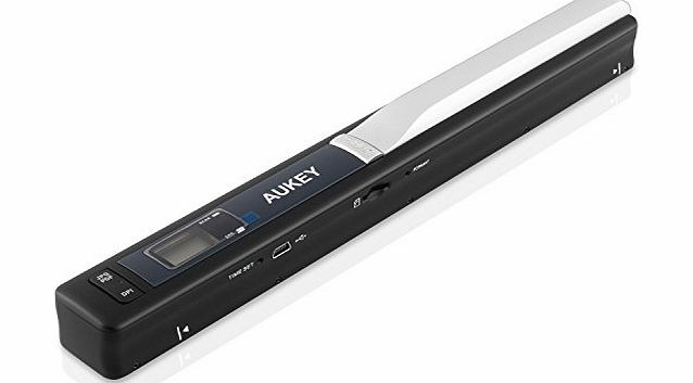 Aukey 300/600/900DPI Color amp; Mono Cordless Handheld Portable Scanner for Document, Photo, Receipts, Books with JPG / PDF Format Selection - Black, PS-N1