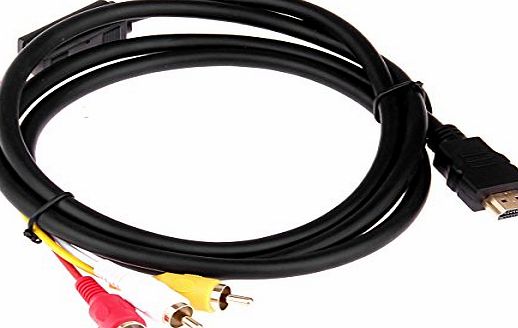 Aulola HDMI Male to 3 RCA Audio Video AV Adapter Cable Cord for TV HDTV DVD / 1.5M 5ft
