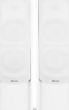 auna Line 300-WH Passive 2-Way Tower Floorstanding Speakers (2 x 80W RMS, Bass Reflex amp; Gold Plated Speaker Connections) - White/Black