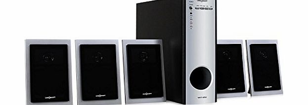 auna oneConcept Home Cinema Surround Sound Active Speaker System (5.1 Channels, Subwoofer amp; 105W RMS) - Silver