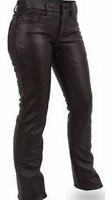 Australian Bikers Gear Ladies 5 Pocket Classic Cowhide Leather Satin Lined Jeans Motorcycle Trousers 38`` waist