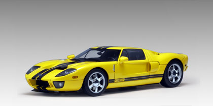 Ford GT 2004 Yellow with Black Stripe in Yellow