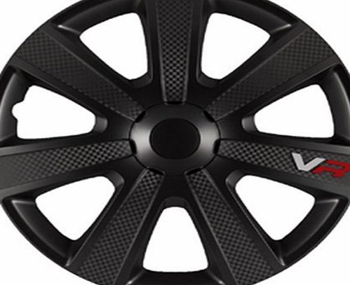 Autostyle  VR Black 15 Hubcap Set Vr 15 Black/Carbon Look/Logo - Car Wheel Trims (Set of 4)