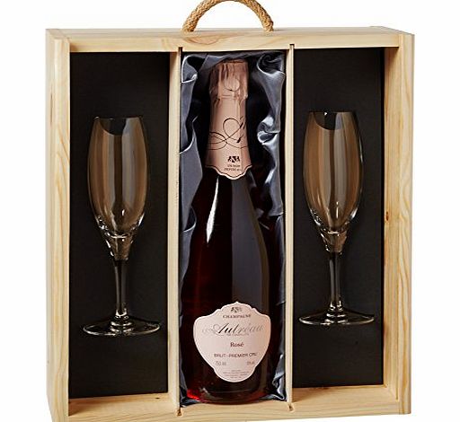 Autreau Premier Cru Rose Champagne presented in a Gift Box with 2 Sensation Champagne Flutes Non Vintage 75 cl