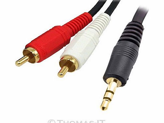 aux professionals1 10 Meter ** 3.5mm Stereo Audio Jack TO Dual 2 RCA Male Twin Phono Cable Lead ** SOLD OVER 1000  **