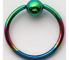 titanium colouring rainbow - surgical steel piercing for eyebrow, ear cartilage studs, septum or nipple - BCR ring - Body jewellery - 1.2mm x 8mm x 4mm balls - 2 pieces in one plastic bag