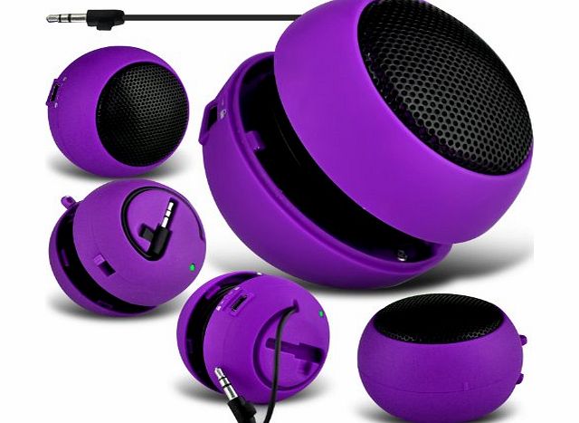 (Purple) Sony Xperia M2, dual, Sony Xperia M Universal Mini Capsule Travel Rechargable Loud Bass Speaker 3.5mm Jack To Jack Input Exclusive By *Aventus*