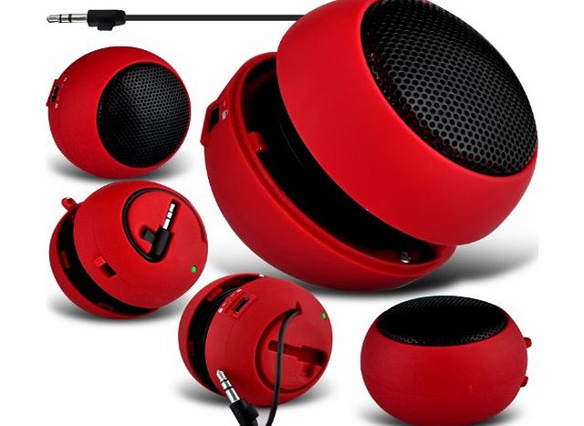 Aventus (Red) Sony Xperia M2, dual, Sony Xperia M Universal Mini Capsule Travel Rechargable Loud Bass Speaker 3.5mm Jack To Jack Input Exclusive By *Aventus*