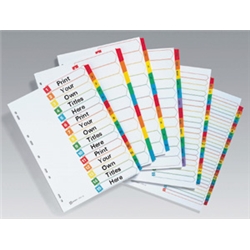 Alphabetic Dividers A-Z 20 Part Clear