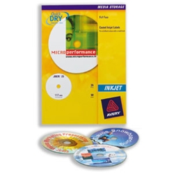 Avery DVD Inkjet Labels DVD-optimised Diameter