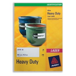 Avery Heavy Duty Labels 209x294mm White Ref