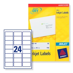 Quick DRY Inkjet Labels. 24 per sheet. 25