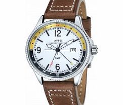 AVI-8 Mens Hawker Hunter Brown Leather Strap Watch