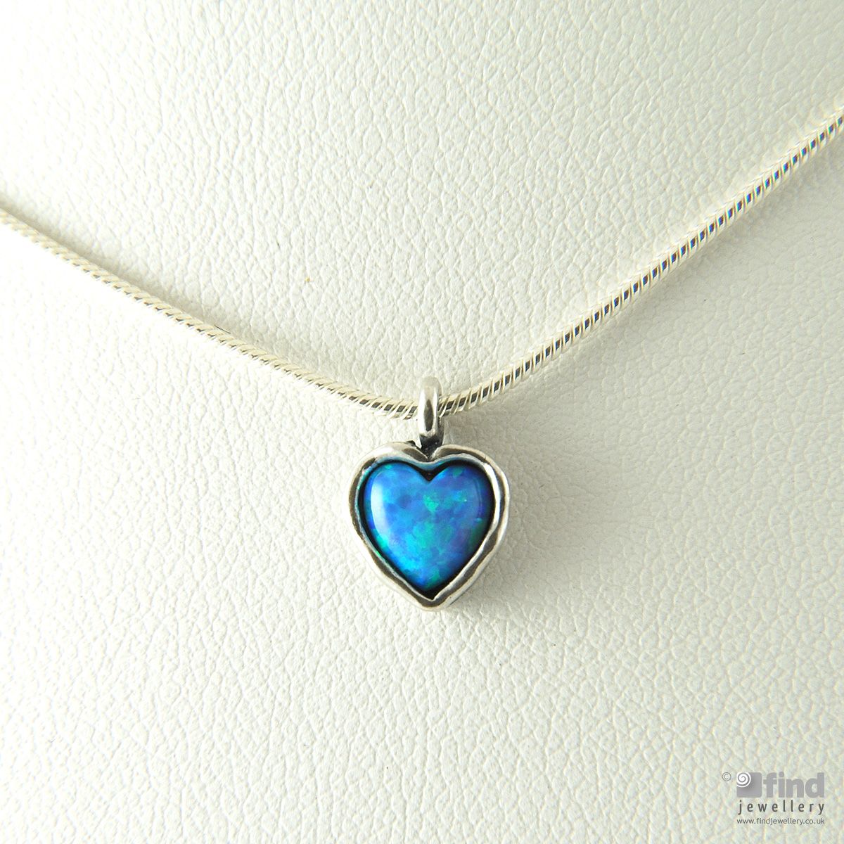 Sterling Silver Opal Heart Pendant Necklace