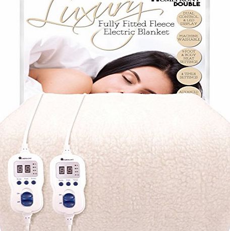 AWARDED WHICH ? BEST BUY ELECTRIC BLANKET HOMEFRONT PREMIUM DOUBLE SIZE FULLY FITTED WASHABLE LUXURY FLEECE MATTRESS COVER DUAL CONTROL (INDIVIDUAL HEAT CONTROL FOR BODY amp; FEET)