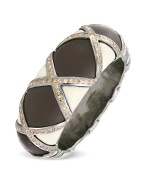 AZ Collection Brown and Ivory Enamel and Swarovski Crystal Cuff Bracelet