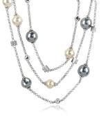 AZ Collection Glass Pearl Triple Chain Necklace