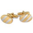 AZ Collection Gold and Silver Plated Oval Cufflinks