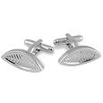 AZ Collection Leaf Silver Plated Carved Cufflinks