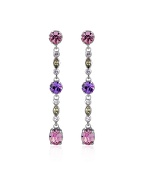 AZ Collection Pink and Purple Swarovski Crystal Drop Earrings
