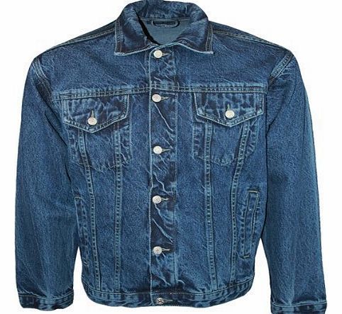 Mens Blue Aztec Jeans Designer Long Sleeved Collared Denim Jacket Size 4XL