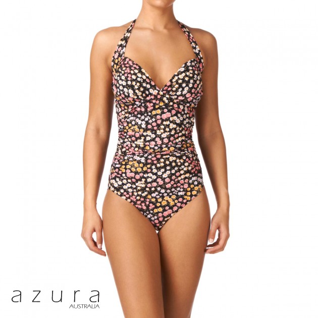 Azura Womens Azura Field Day Gathered Halter Swimsuit