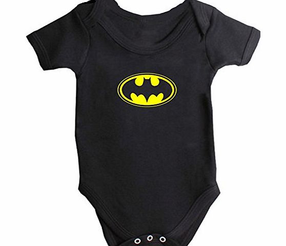 B-Shirts Batman Emblem Baby Vest. (0-3 months, Black Vest - Yellow Vinyl)
