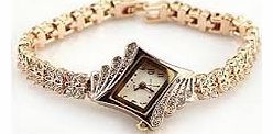  Gold Plated Wrist Watches Man-nade Diamond Watches Elegant Rhombus Womens Girls Ladies Quartz Wristwatch