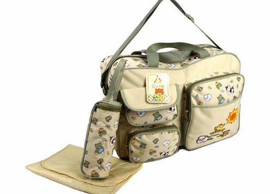 Baby Angel 3pcs Baby Diaper Nappy Changing Bags Set - Beige Sun amp; Animals
