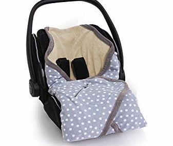 Baby Boum 2.0 Tog Reversible Car Seat and Stroller Blanket for 3 or 5 Point Harness in Random Spotty Design from the Youmi Misty Range (Grey)