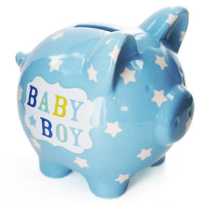 Baby Boy Blue Ceramic Piggy Bank