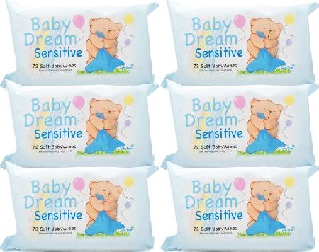 Baby Dream, 2102[^]0098900 Baby Wipes Sensitive - 6 Pack