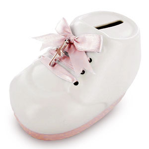 Baby Girl Christening Pink China Shoe Money