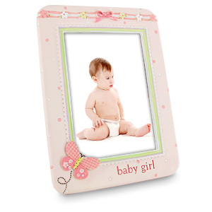 Baby Girl Pink Butterfly 5 x 7 Photo Frame