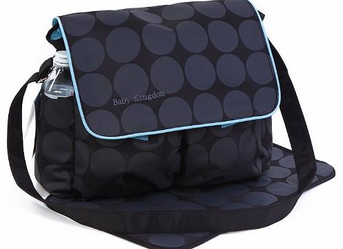 Baby Kingdom Large Black & Grey Polka Dots Nappy Diaper Changing Bags Set