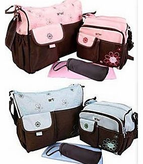 Baby World In 3 Colours, 4pc Baby Flower Changing Nappy Bag