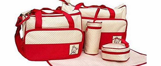 Baby World In 5 Colours, 5 Piece Baby Changing Bag - Red