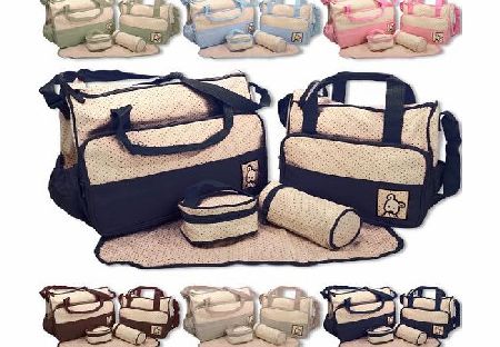 BabyHugs 5pcs Baby Nappy Changing Diaper Bag SET amp; 1pcs Special Bag Organiser by BabyHugs - 6PCS in total (Navy Blue)
