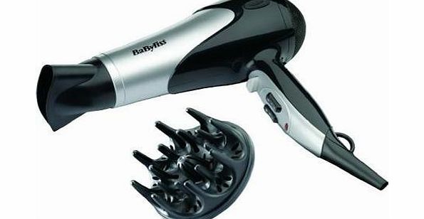 Dry amp; Curl Hair Dryer Silver/Black (Babyliss dry amp; curl hair dryer silver/black 2100W 3 heat settings 2 speed settings cool shot feature ionic technology)