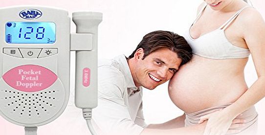 BabyMad Fetal Doppler - Baby Heartbeat Monitor ? BabyMad ? Listen to Unborn Babys Heartrate. Includes Batteries amp; Gel (PINK)