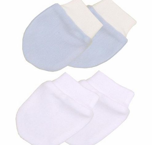 Babyprem  Baby Pack of 2 Scratch Mittens Premature Clothes 1.5 - 7.5lb BLUE P2